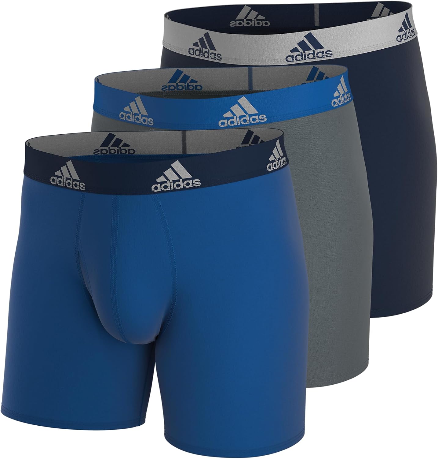 adidas Men's Performance Boxer Brief Underwear (3 Pack) Collegiate Royal Blue/Gr...