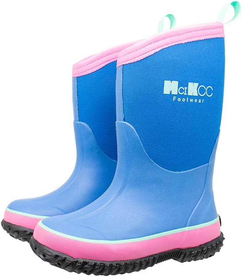 MCIKCC Kids Rubber Rain Boots, Waterproof Solid Classic Pull On Snow Wellies Boo...
