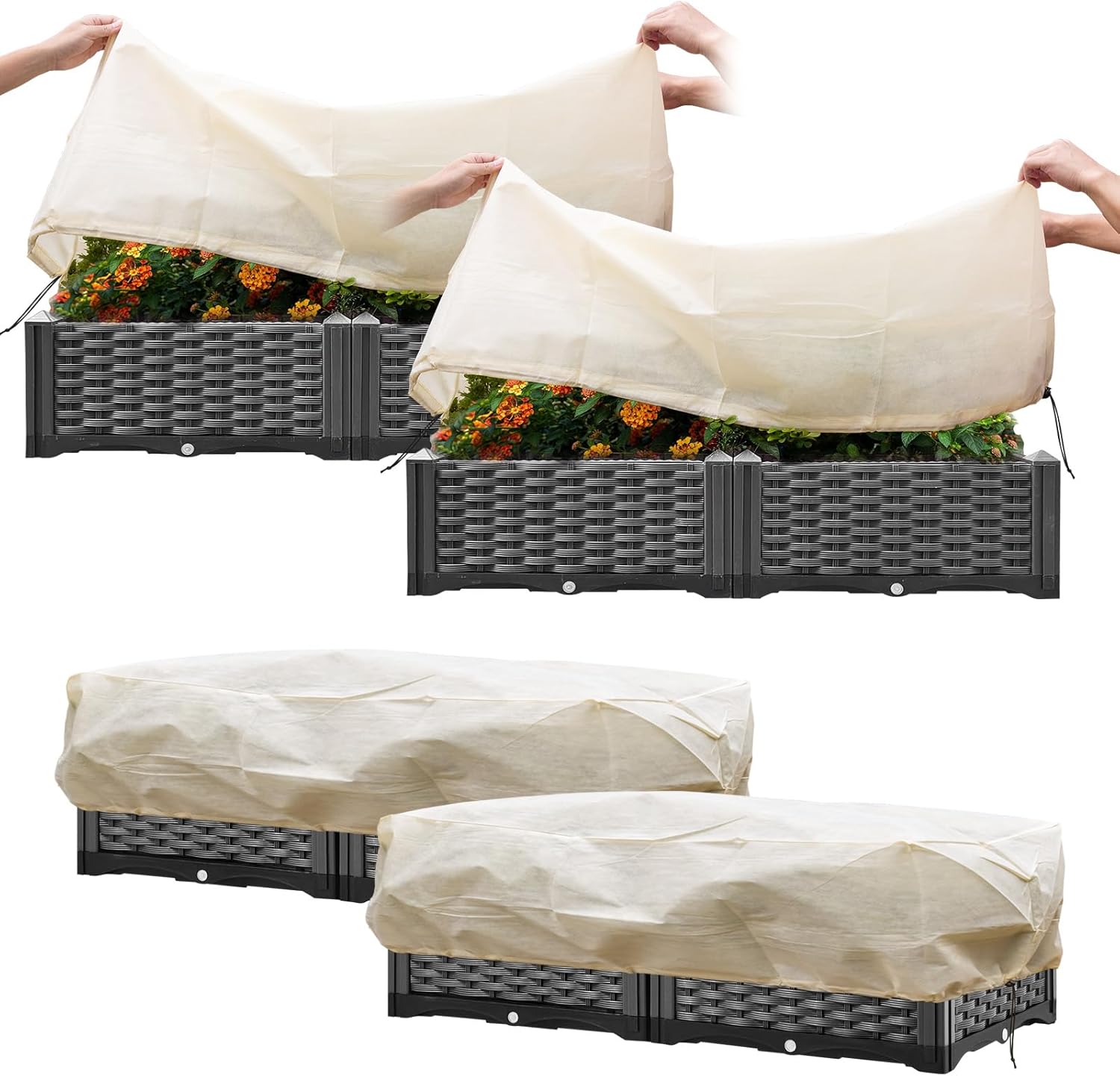 Tesmotor Flower Box Plant Protection Covers, Winter Protection, Pot Plant Frost...