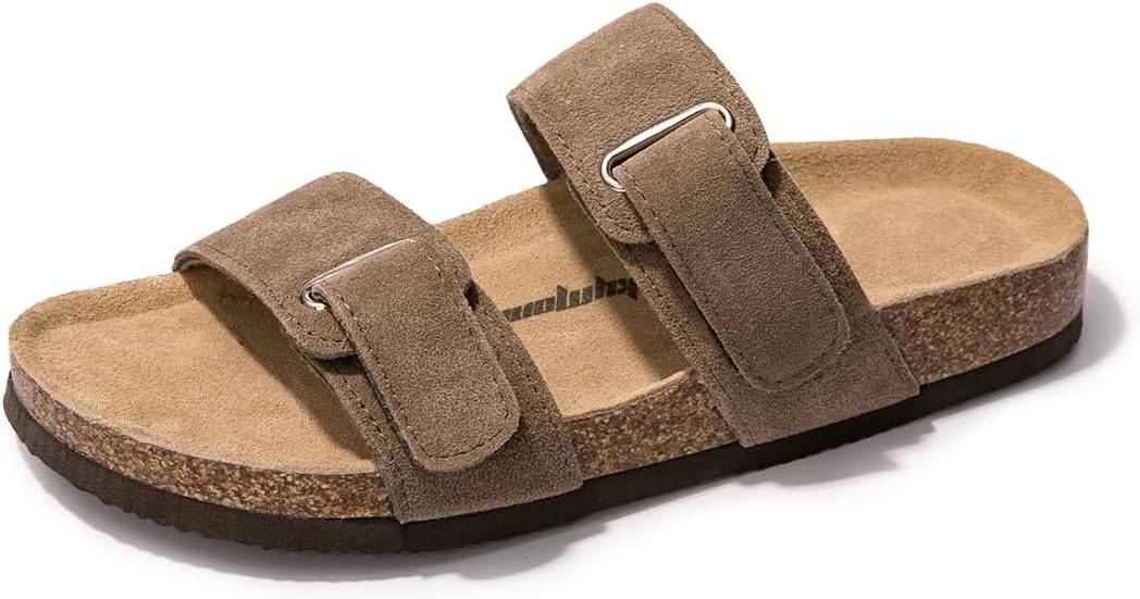 FUNKYMONKEY Unisex Slide Sandals Adjustable Double Buckle with Soft Footbed Comf...