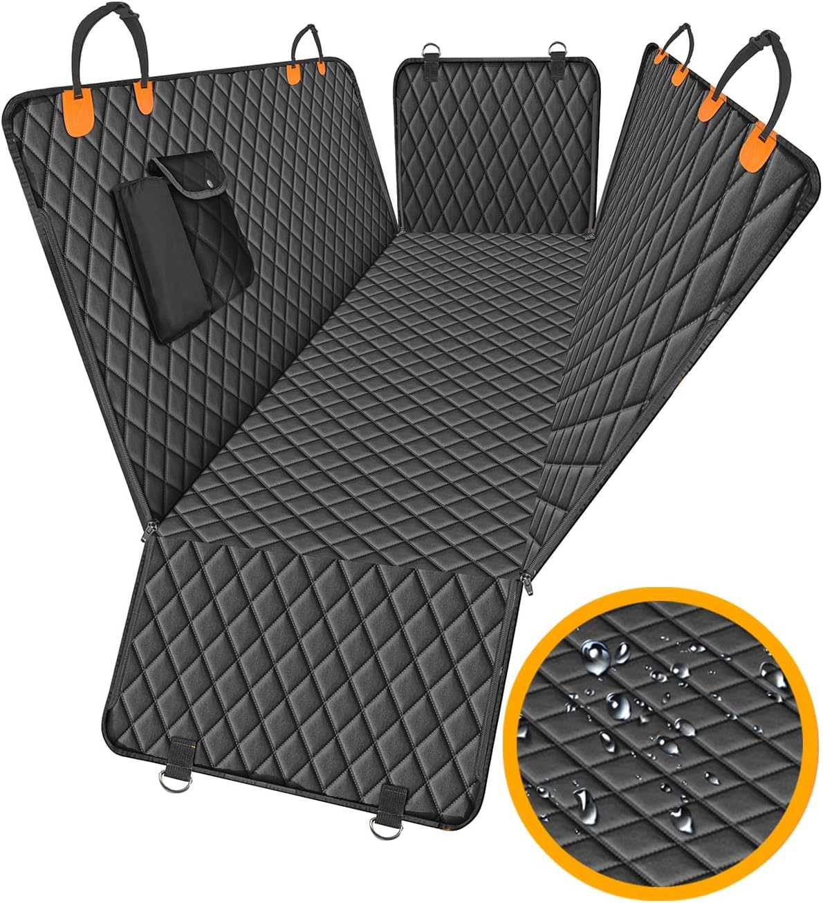 100% Waterproof Dog Car Seat Cover for Back Seat, Large Hammock and Pet Protecto...