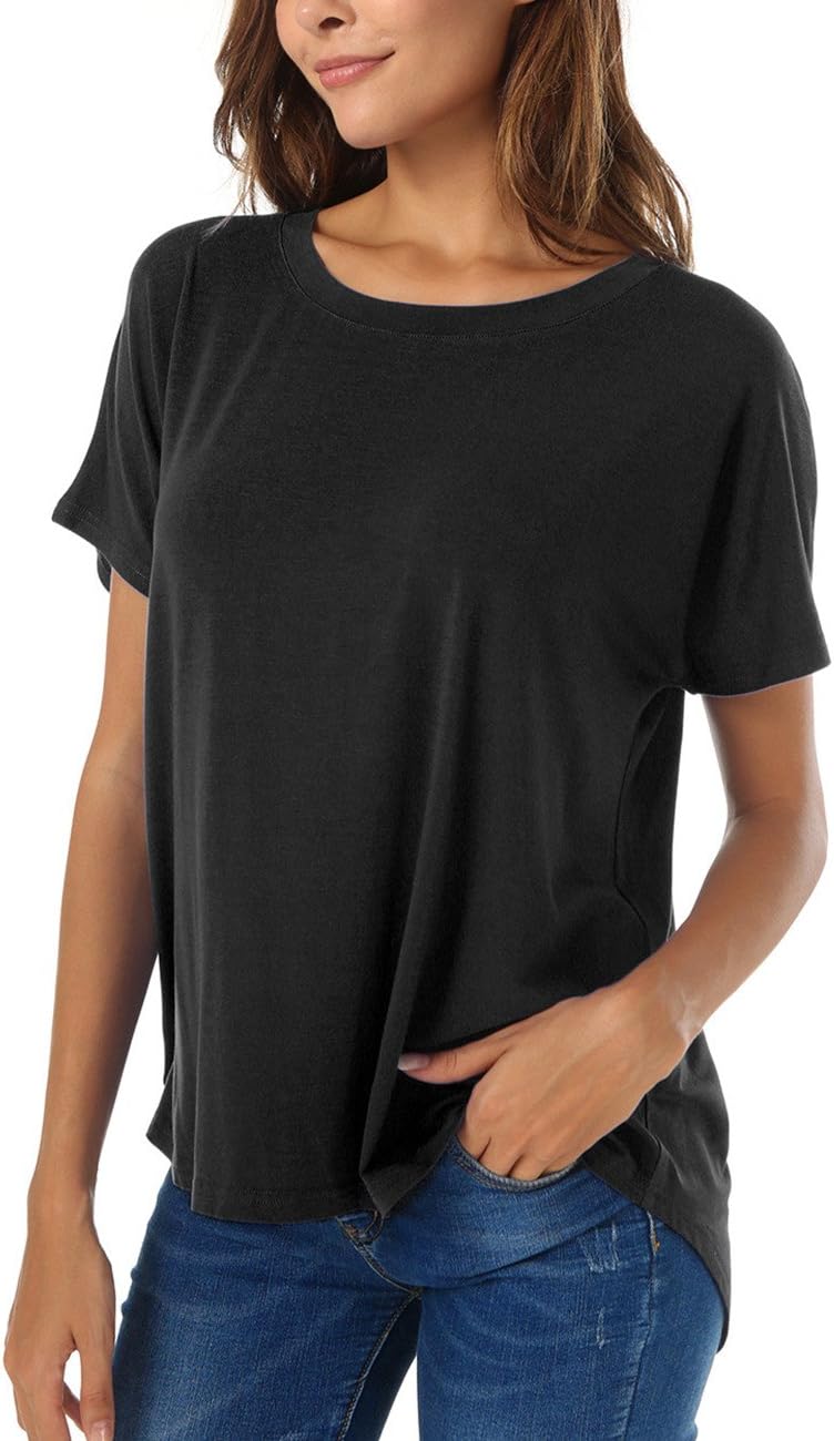 Herou Casual Summer Short Sleeve High Low Loose T Shirt Basic Tees Tops for Wome...