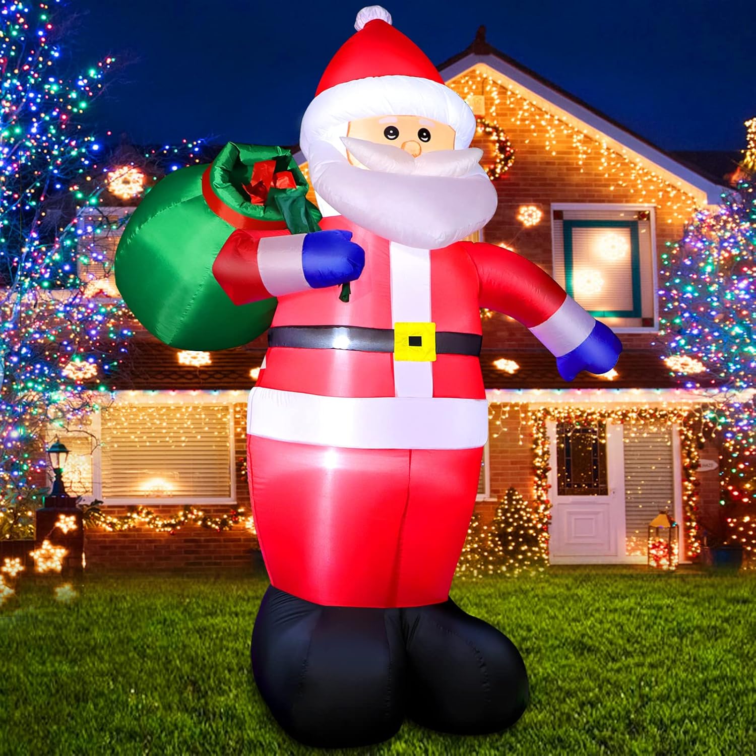 6 FT Christmas Inflatable Santa Claus Outdoor Decorations, Blow up Santa Claus w...