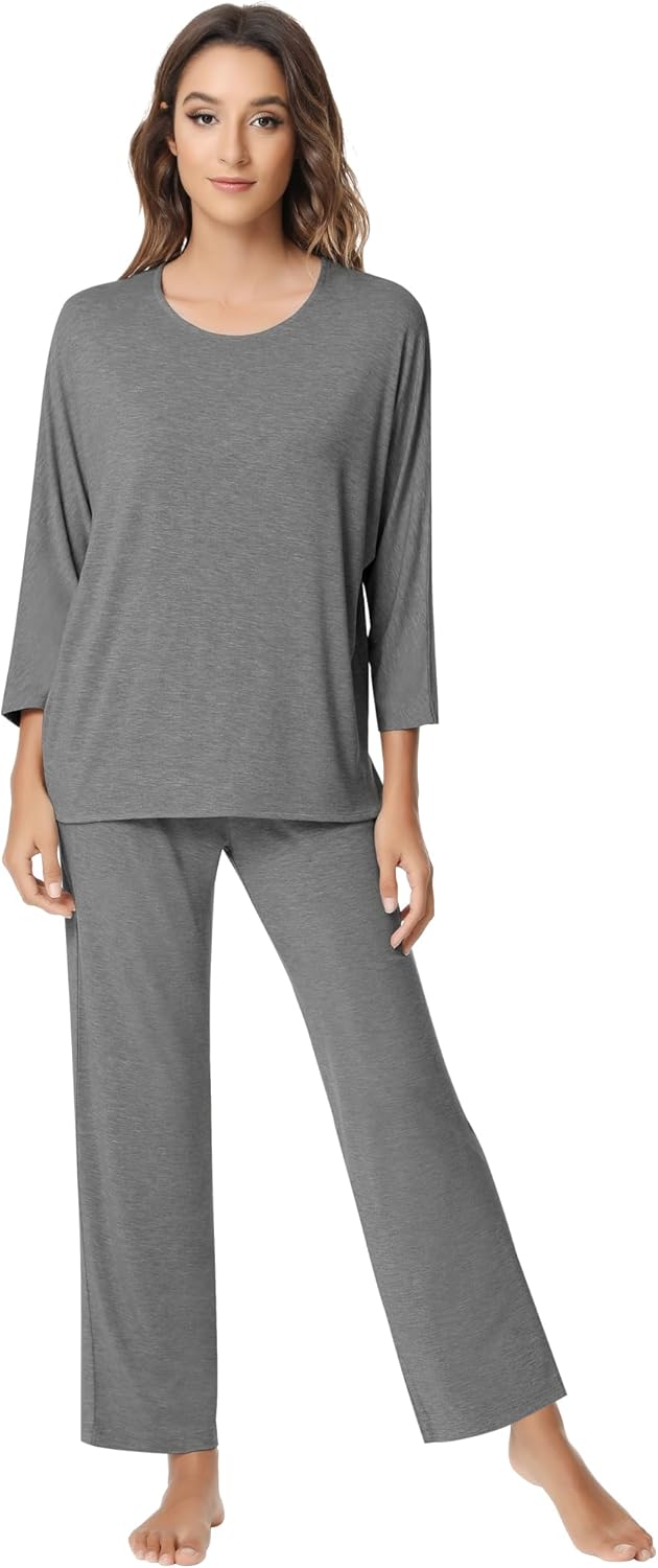 NACHILA Women's Pajamas -Viscose Made from Bamboo, Long Sleeve Pajama Set Soft P...