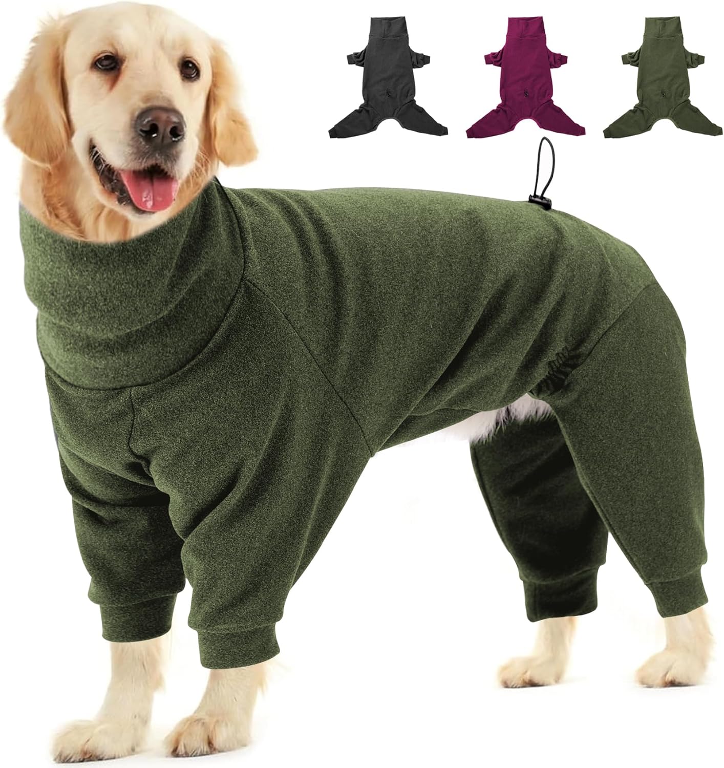 Dotoner Dog Fleece Coat Dog Winter Jumper Pyjamas Onesie Full Body Jacket with L...