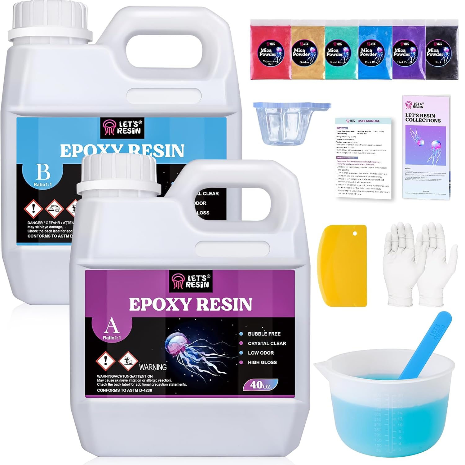 LET'S RESIN 80oz Crystal Clear Casting Resin Kit,Bubbles Free Epoxy Resin Suppli...