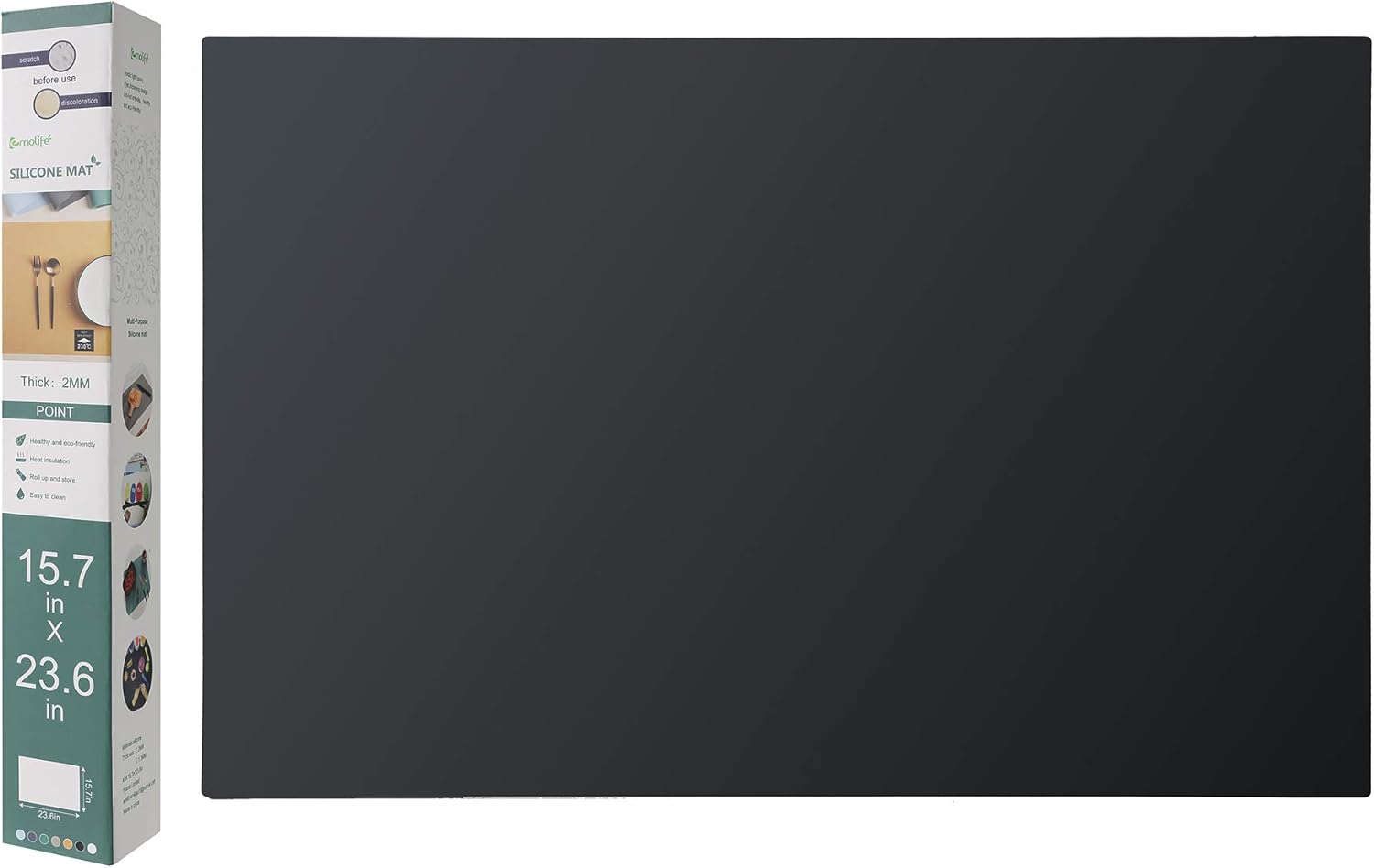 Multipurpose Silicone Kitchen Worktop Mat, Extra Thick(2mm) Non-Slip, Heat-Proof...