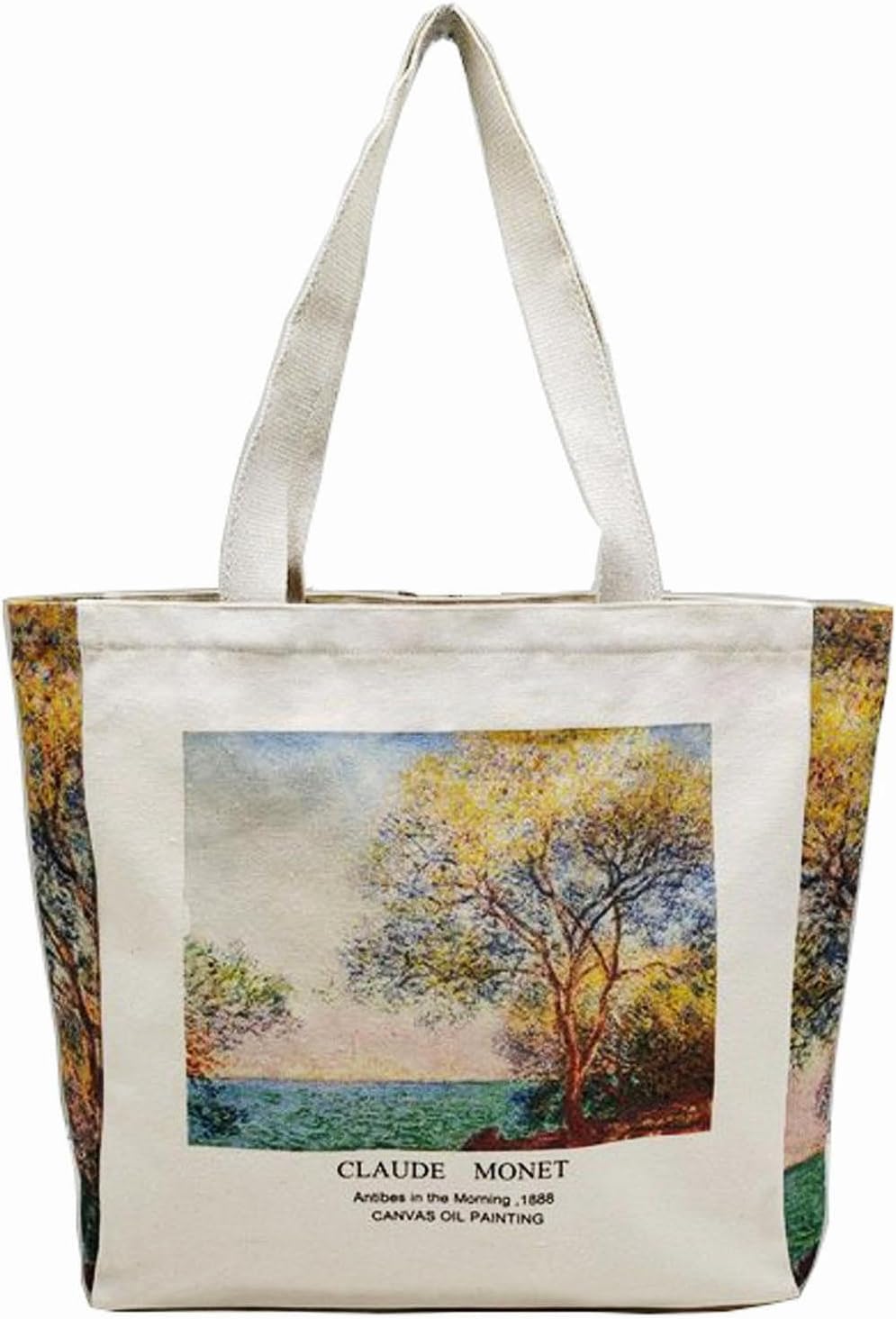 BROADREAM Canvas Tote Bag Aesthetic Shoulder Bag with Zippers and Interior Pocke...