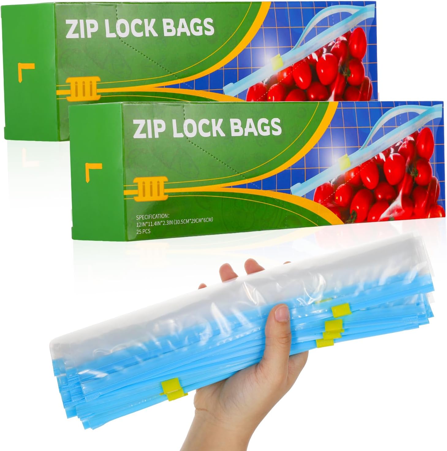 50 Pcs Food Storage Freezer Bags, Reusable Zip Lock Bags (4.55L) Large Ziplock B...