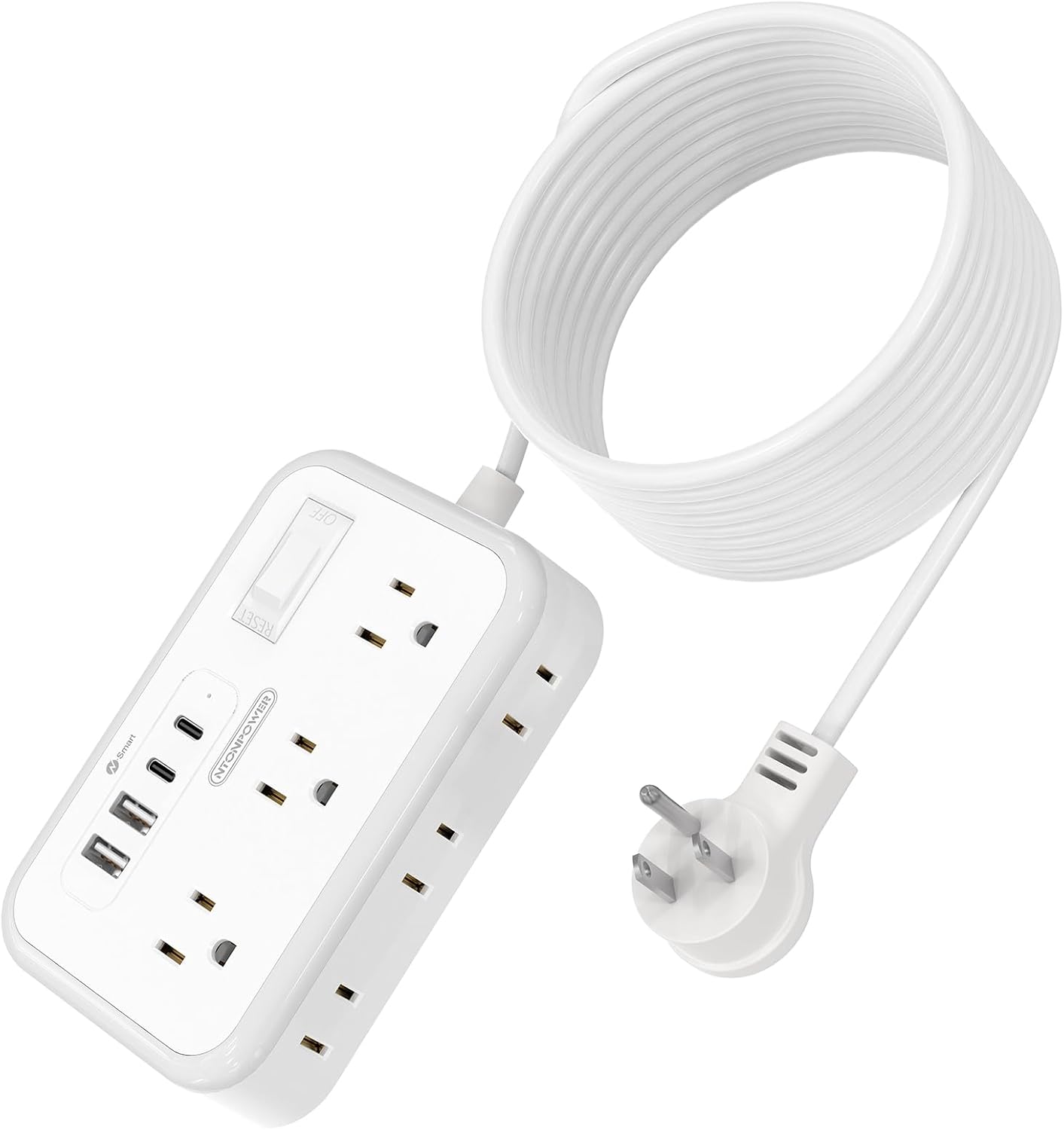 Extension Cord 15 ft, Surge Protector Power Strip with 6 Widely Outlets 4 USB Po...