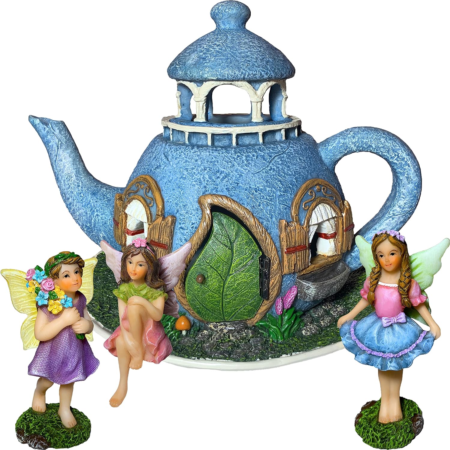 Mood Lab Fairy Garden Miniature Teapot House Kit - Figurines and Accessories Set...