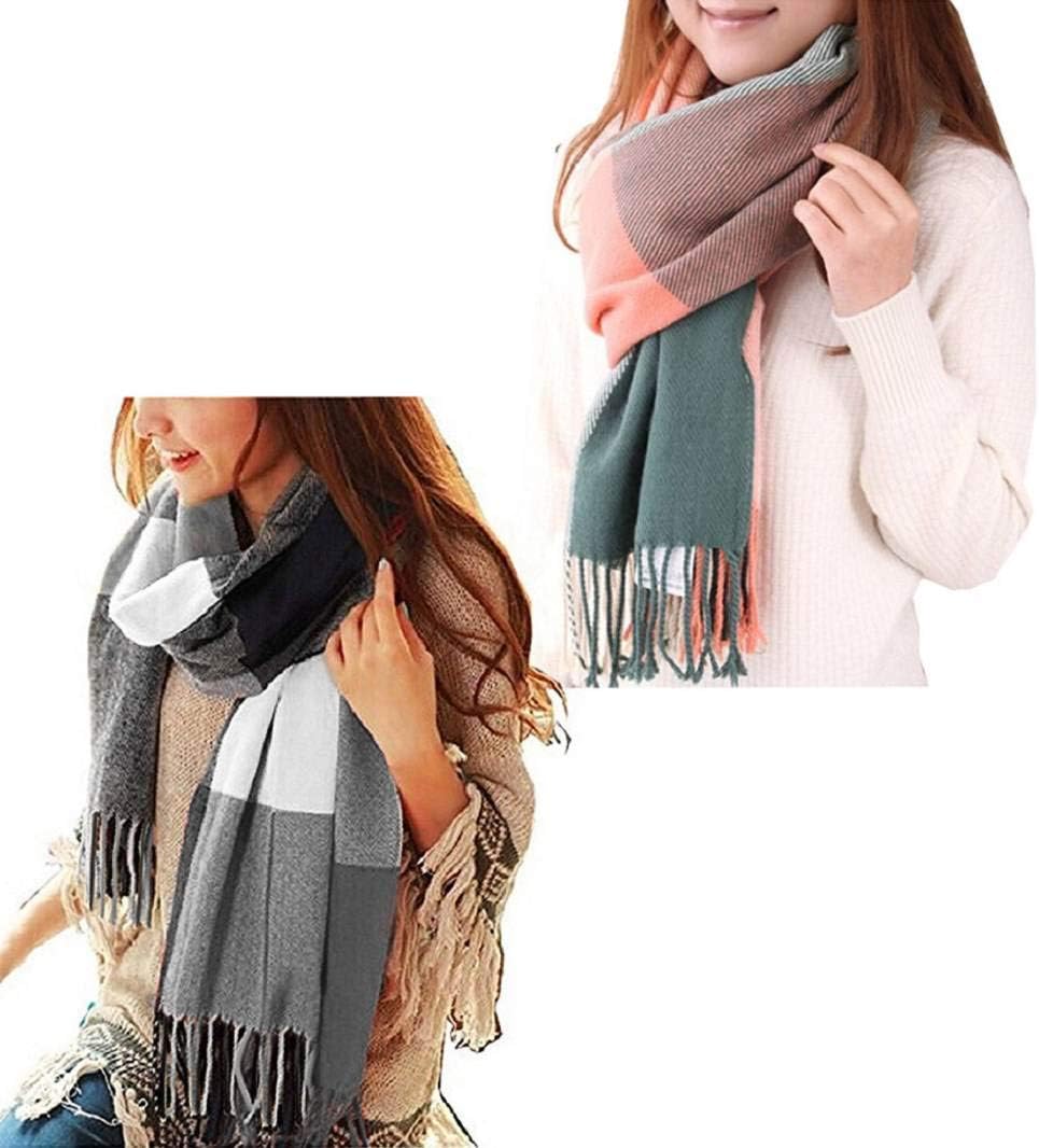 heekpek Winter Long Soft Warm Tartan Check Scarves Wraps for women Wool Spinning...