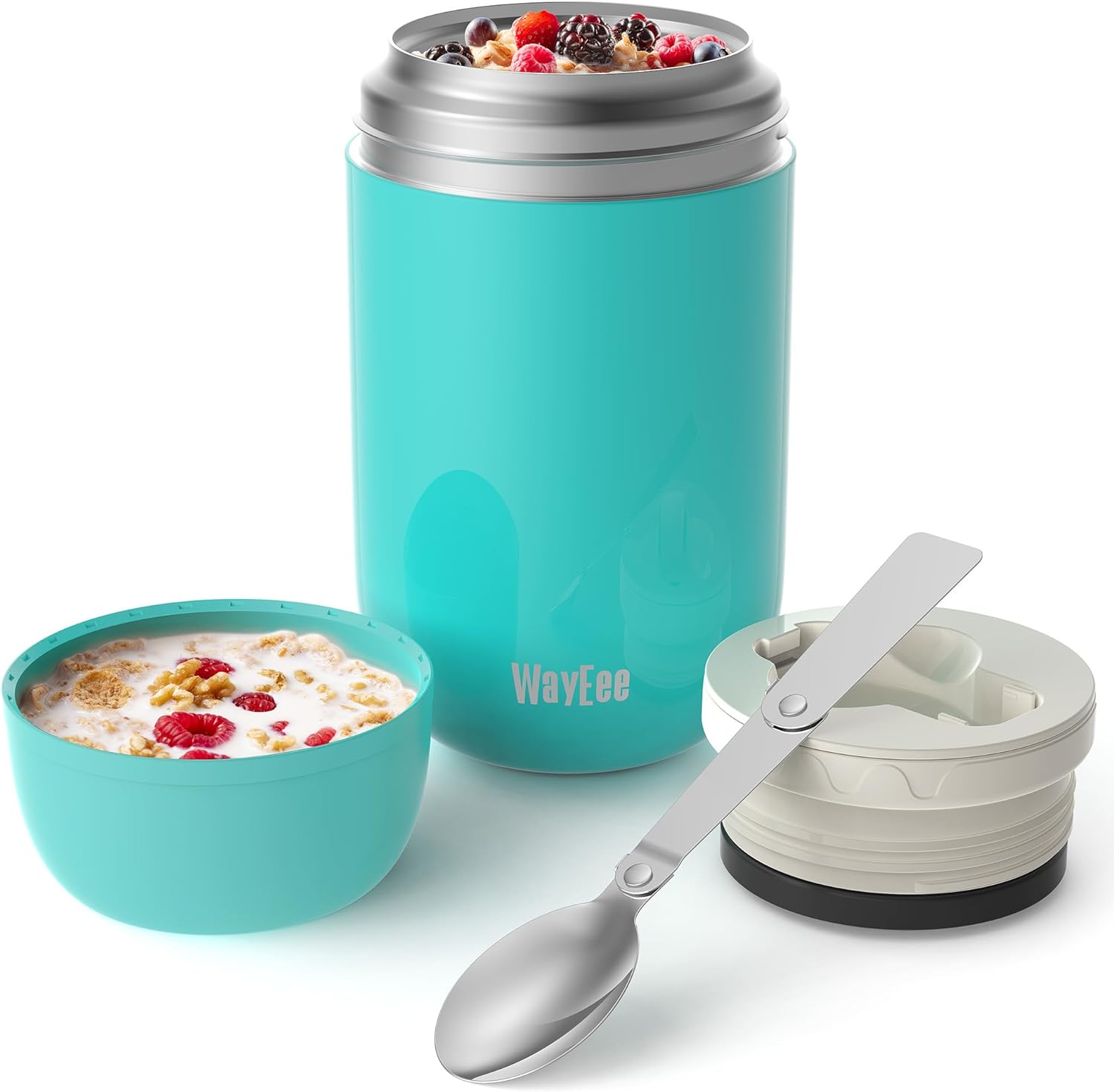 WayEee Food Flask, Food Flask for Hot Food Stainless Steel Food Jar with Folding...