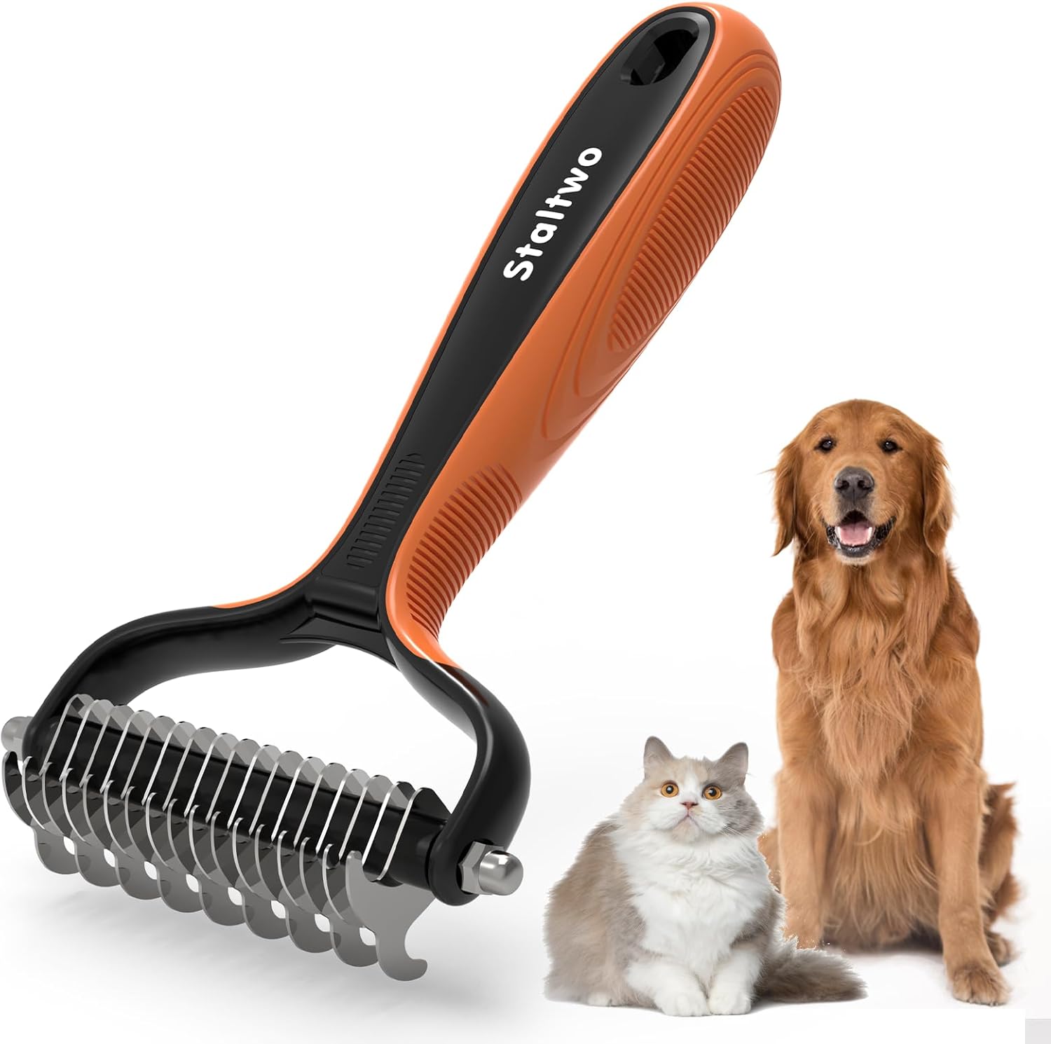 Deshedding Dog Brush for Shedding - 2-in-1 Professional Undercoat Rake and Furmi...