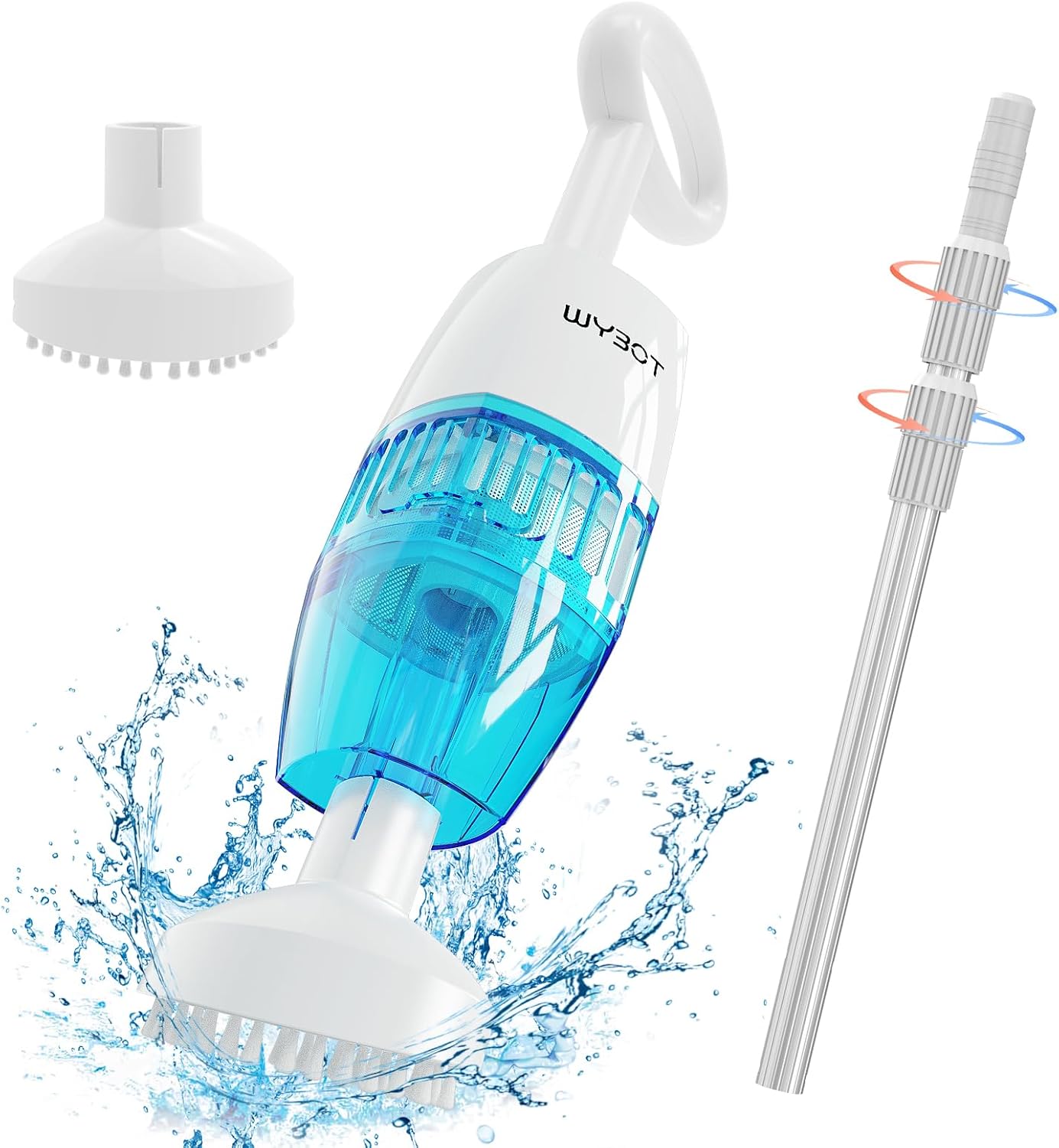 (2024 New) WYBOT Hyson 100 Handheld Pool Vacuum with Two Brush Heads, Cordless P...