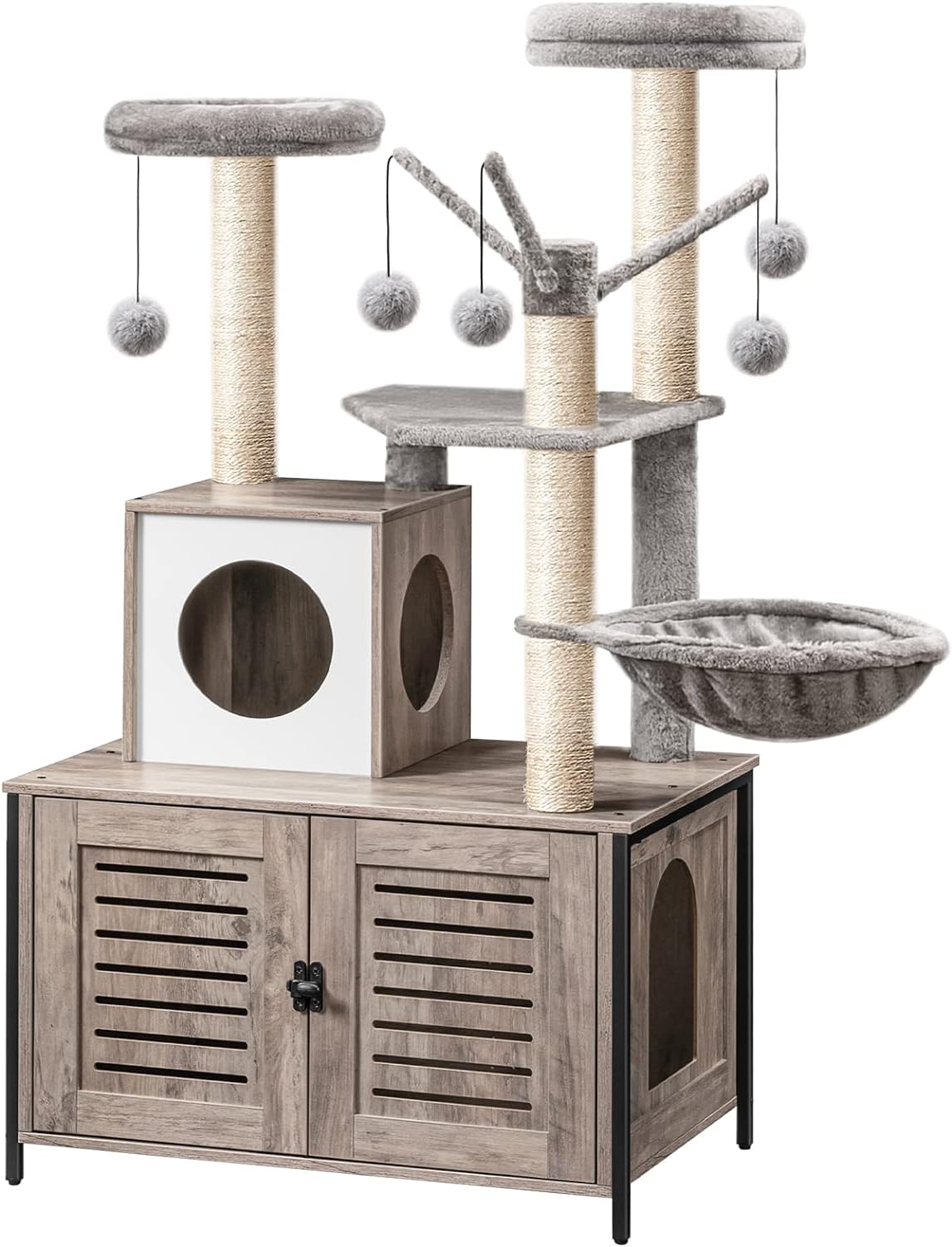 HOOBRO Cat Tree with Litter Box Enclosure & Scratching Posts for Indoor Cats, Al...
