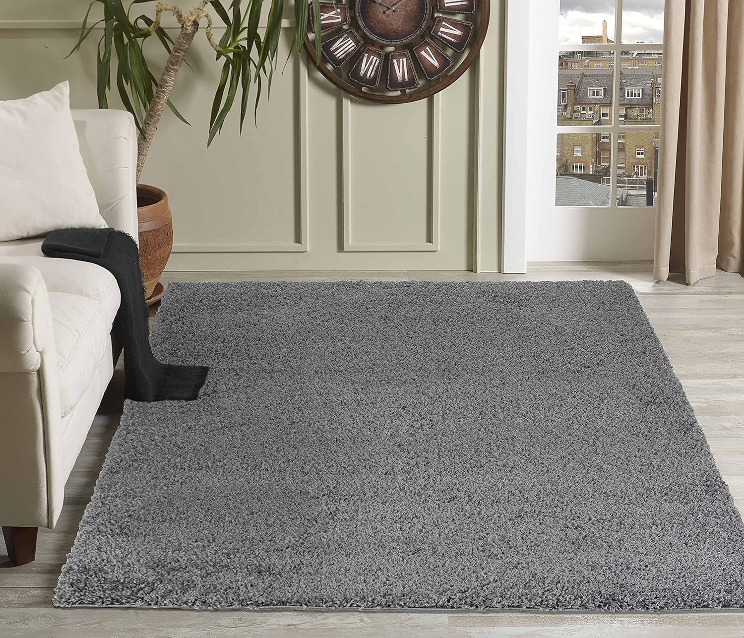 Serdim Rugs Living Room Shaggy Area Rugs Dark Grey 80x150cm(2'6"x5'0) 80 x 150 c...