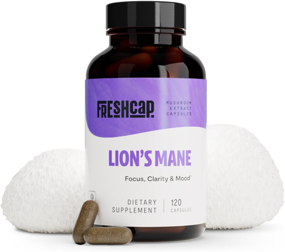 FreshCap Lions Mane Supplement Capsules - Ayurveda Premium USDA Organic Dual Ext...