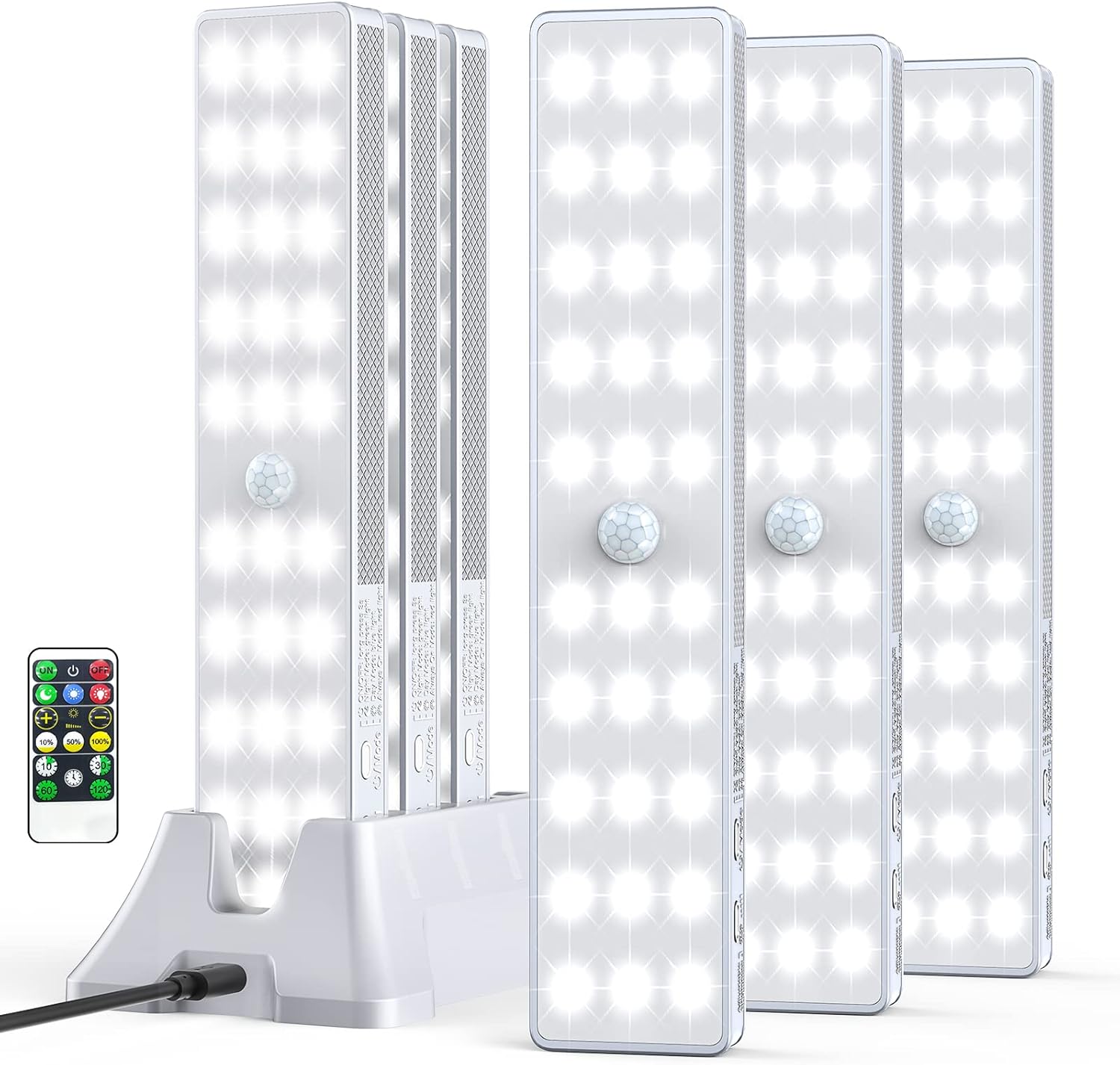 LED Closet Light with Charging Station, 6 Pcs Dimmer Rechargeable Motion Sensor...
