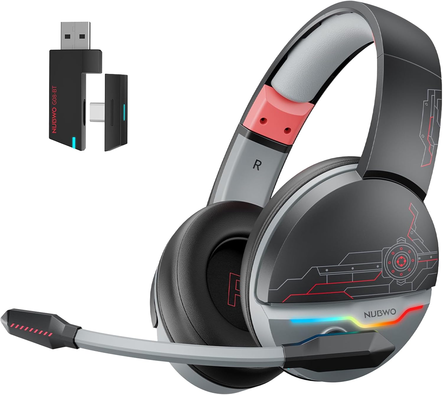NUBWO G08 Dual Wireless Gaming Headset with Mic for PS5, PS4, PC, Mobile & Table...