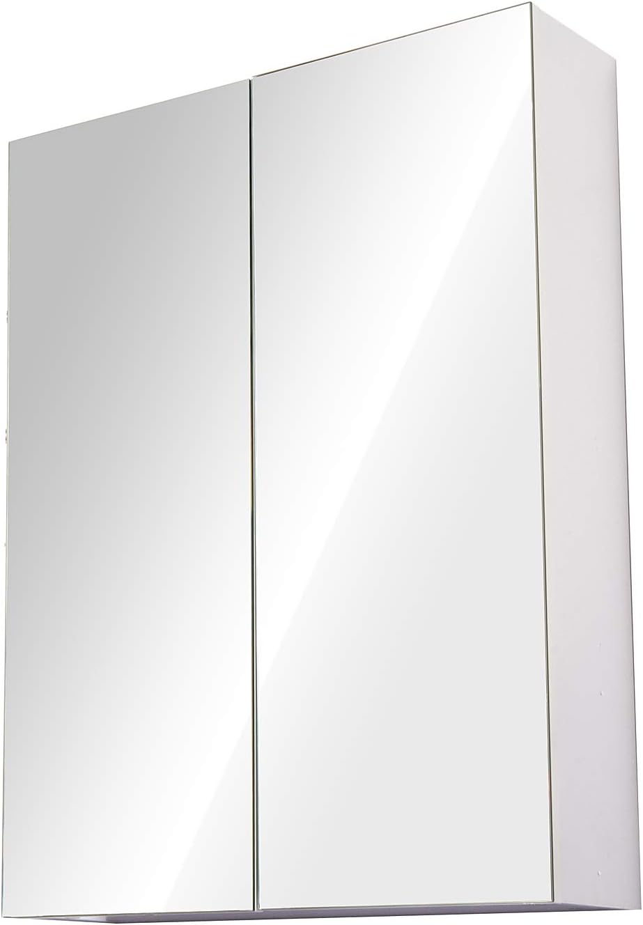 HOMCOM Mirror Cabinet, Wall Mount Bathroom Storage Cabinet with Adjustable Shelf...