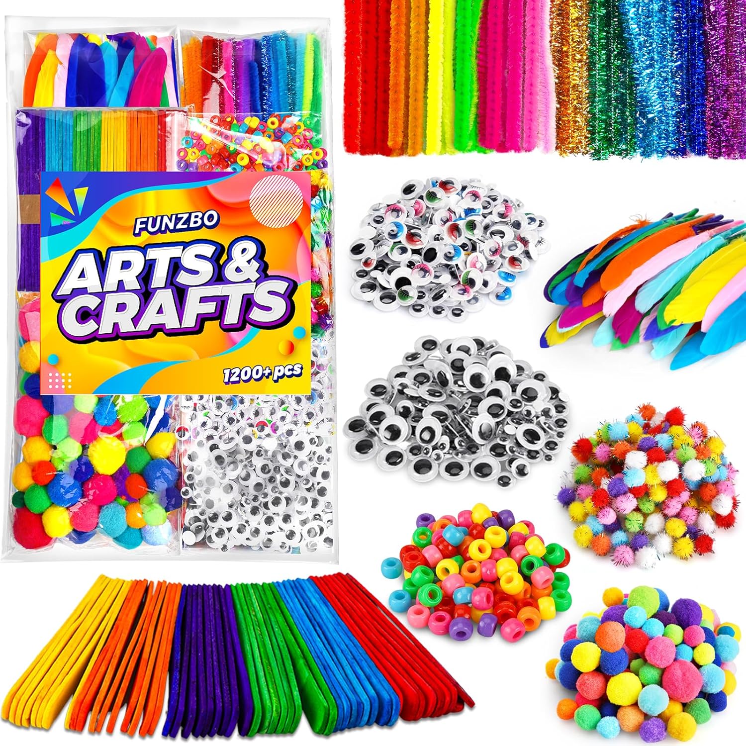 FunzBo Arts and Crafts Supplies for Kids - Craft Art Supply Kit for Toddlers Age...