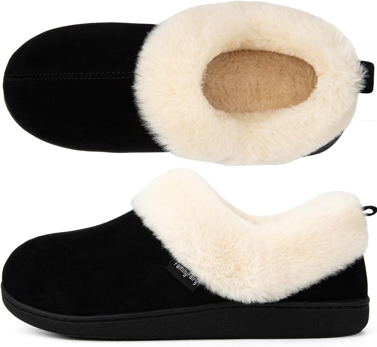 FamilyFairy Women's Memory Foam Slippers Comfy Warm Plush Fleece Lining Wool-Lik...