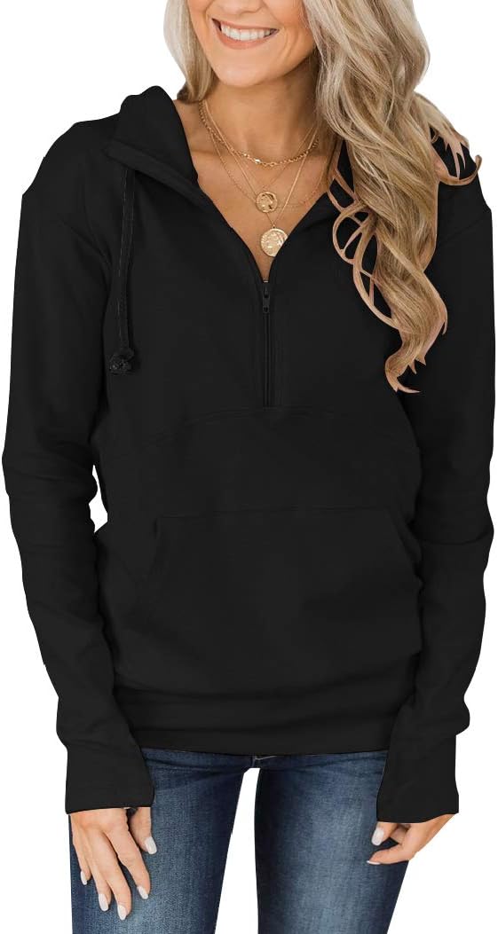 Fallorchid Womens Long Sleeve Tops Quarter zip Pullover Hoodies Casual Sweatshir...
