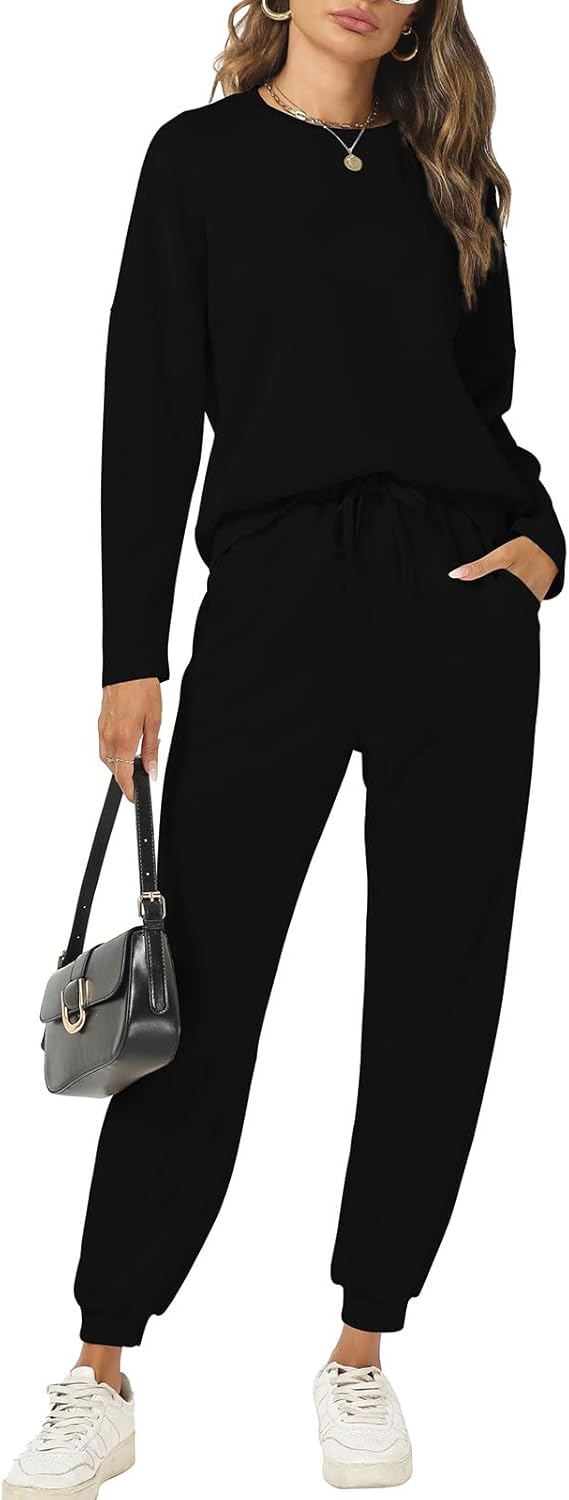 Cakulo Womens 2 Piece Lounge Sets 2024 Fall Outfits Jogger Sweat Pants Set Sweat...