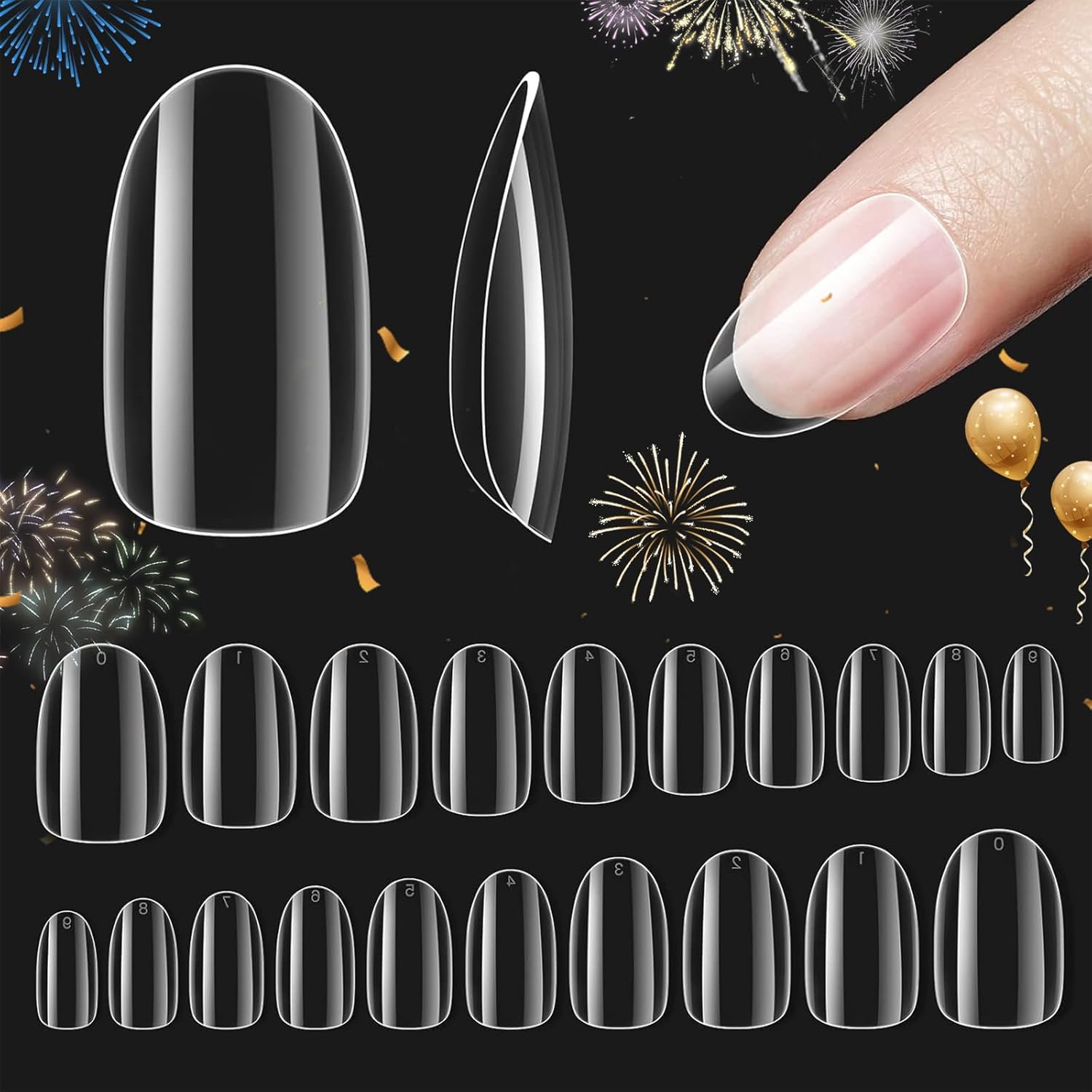 Beetles Gel Nail Tips Short Oval Shape, 500Pcs Clear Soft Gel Nail Tips Pre-shap...