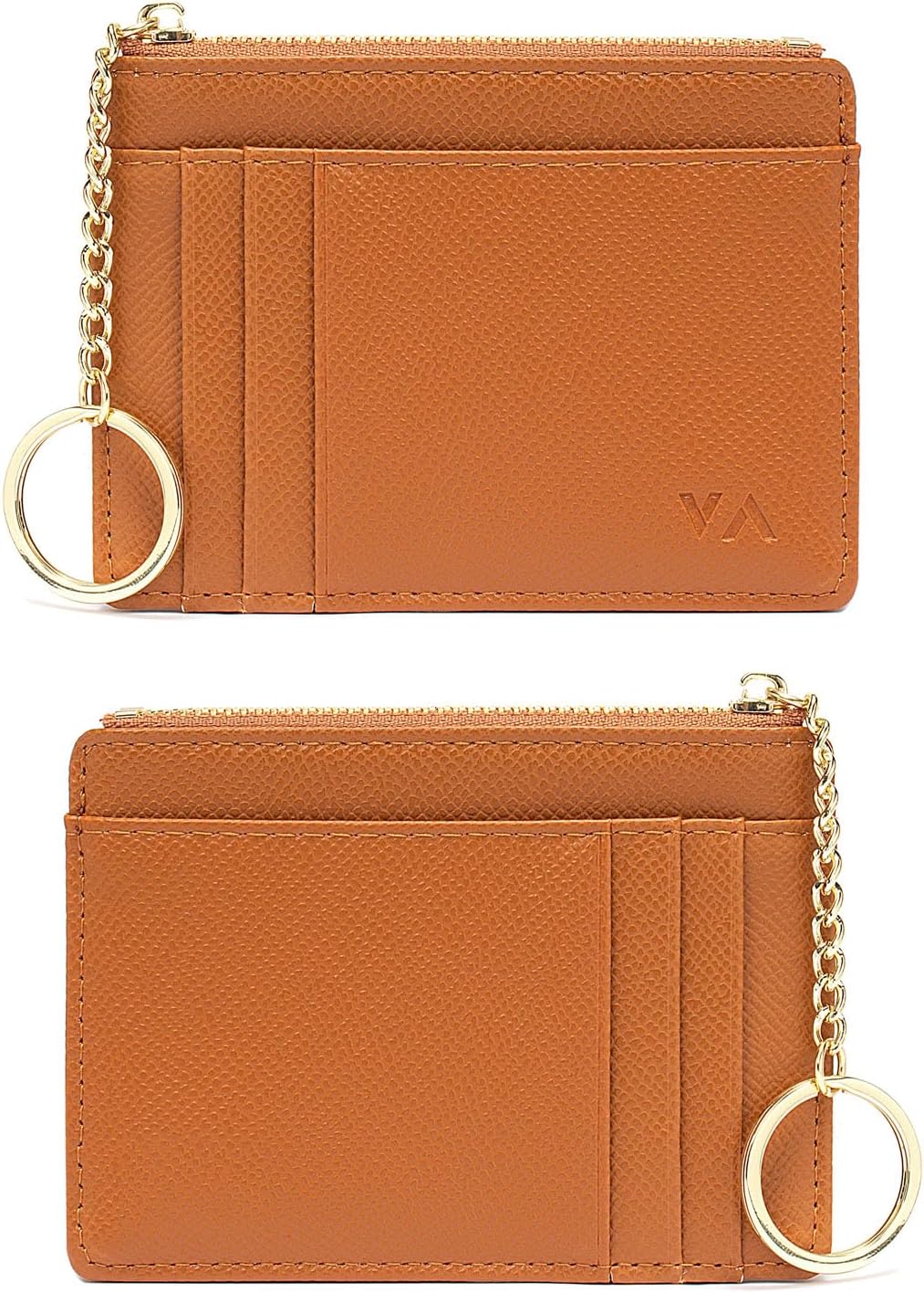 Valentoria Slim RFID Blocking Card Holder Small Pocket Wallet Keychian Zipper Co...