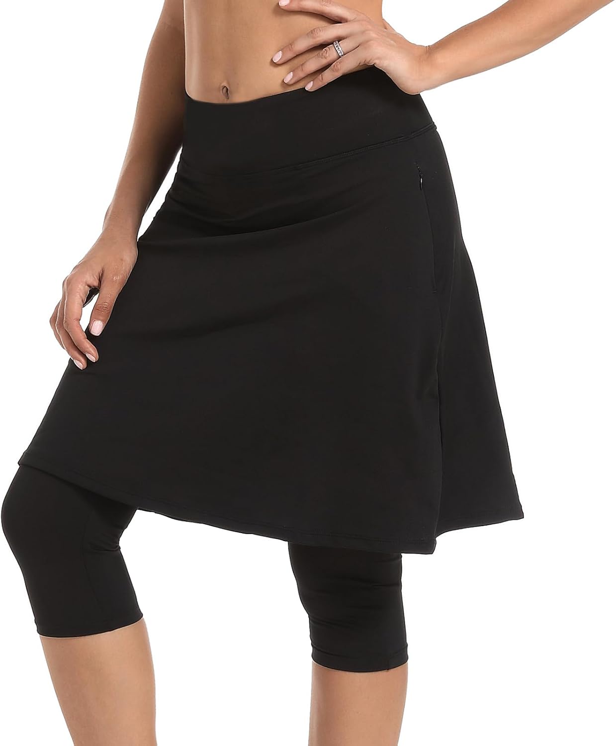 Womens-Tennis-Skirts-with-Leggings 23"-Knee-Length-Capris Athletic-Modest Midi-S...