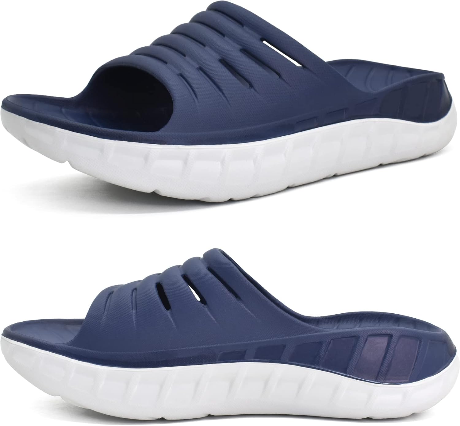 KuaiLu Mens Recovery Sandals Orthotic Thick Cushion Open Toe Sport Slides, Reduc...