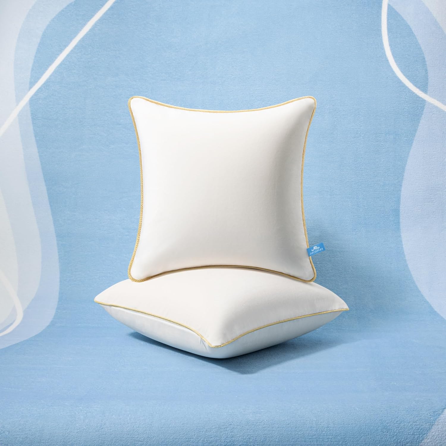 AM AEROMAX White Velvet Throw Pillow Covers, 18x18 Inches, Set of 2 Decorative S...