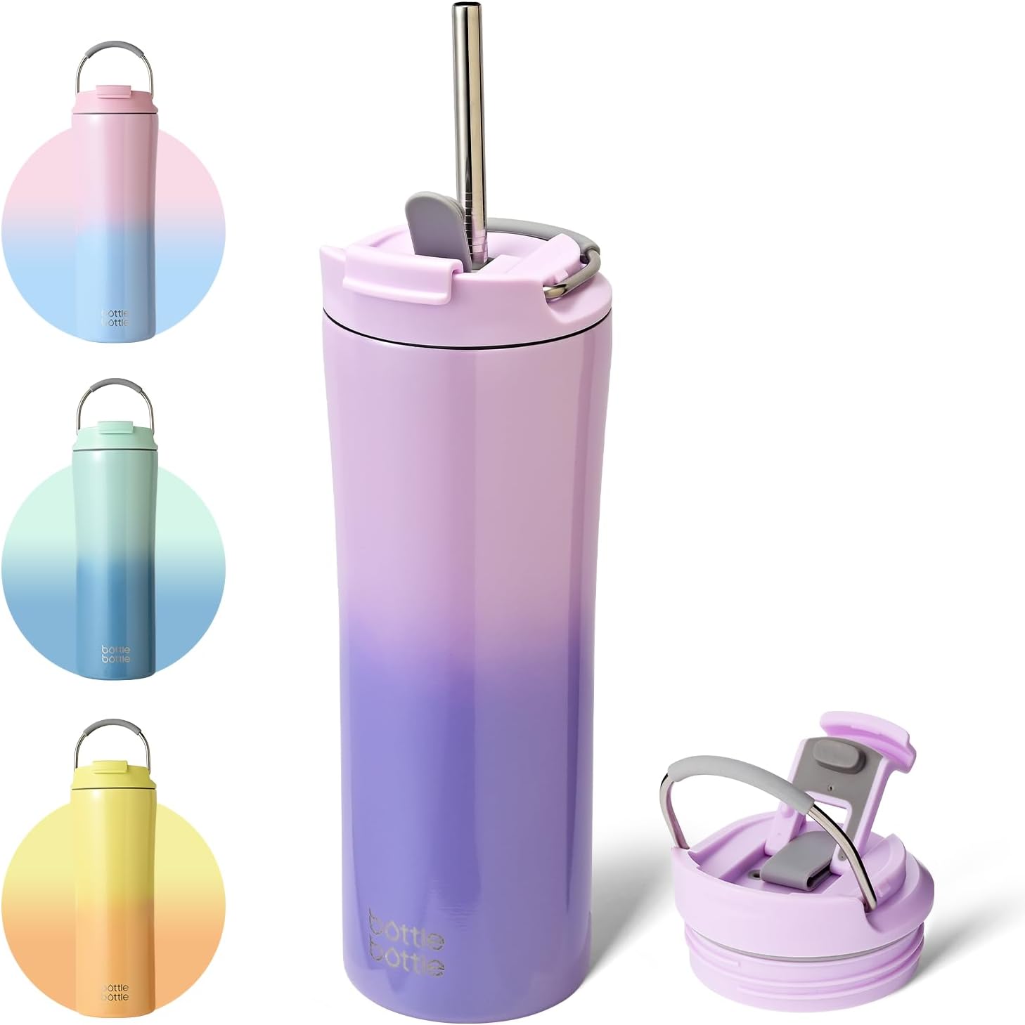 BOTTLE BOTTLE 18 oz Insulated Coffee Tumblers with Dual-use Lid and Straw Double...