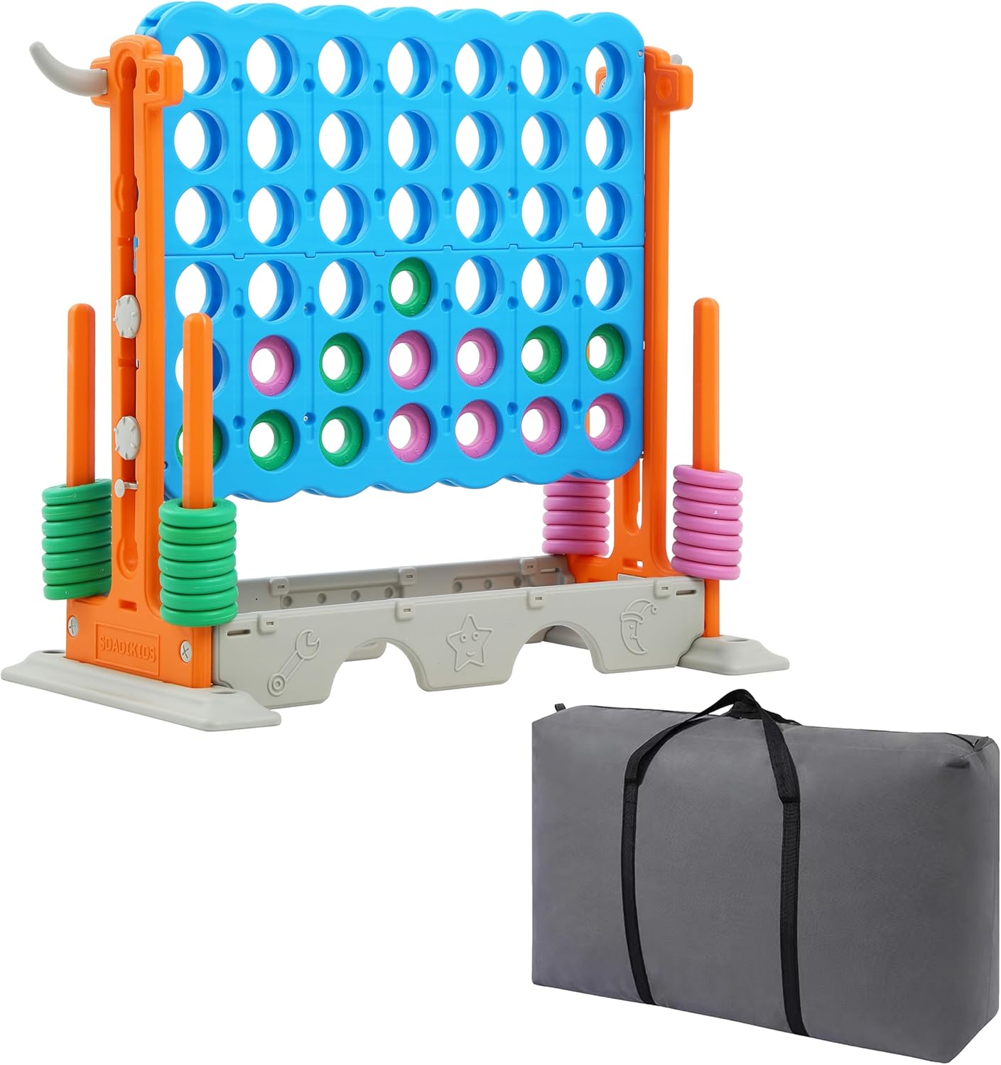 SDADI Height Adjustable 3-in-1 Giant 4 in a Row Connect Game, Jumbo 4-to-Score G...