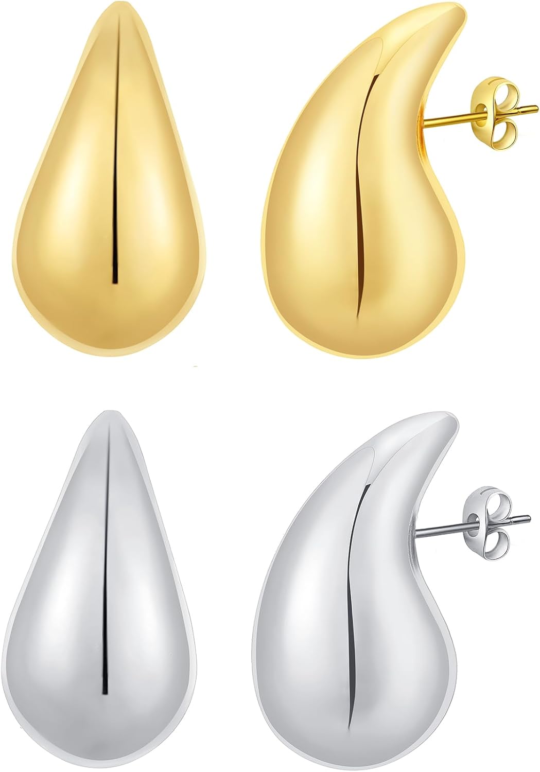 Rajputana Chunky Gold Hoop Earrings for Women, Lightweight Waterdrop Teardrop Ho...