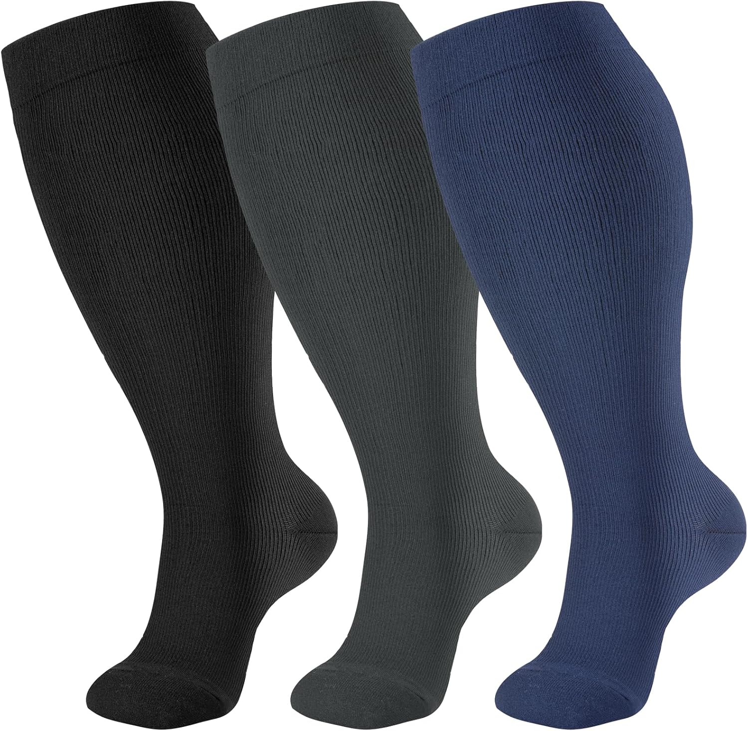 bropite Plus Size Compression Socks for Women & Men 20-30 mmhg-Extra Wide Calf S...