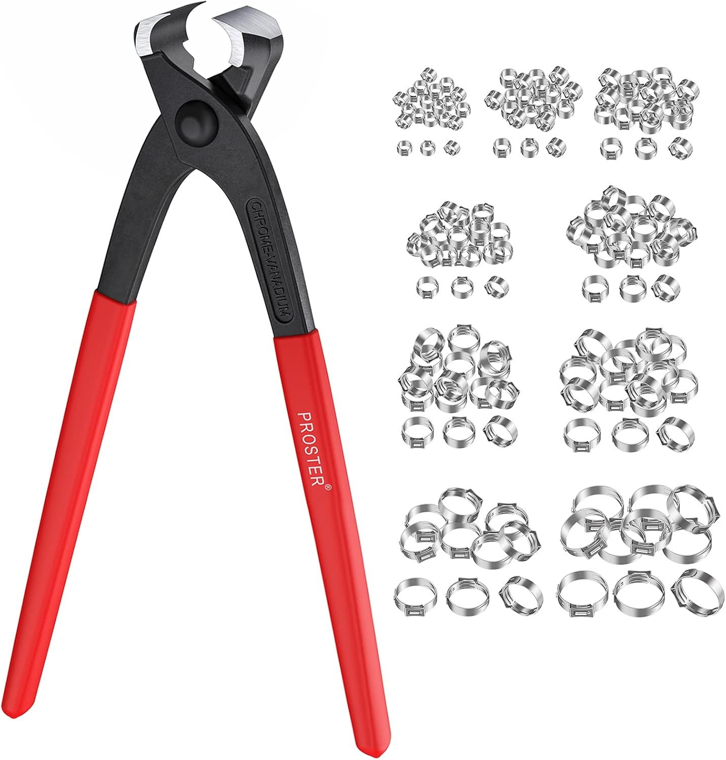 Proster Stepless Single Ear Hose Clamp Crimper - Hose Clamp Crimper Tool with 15...