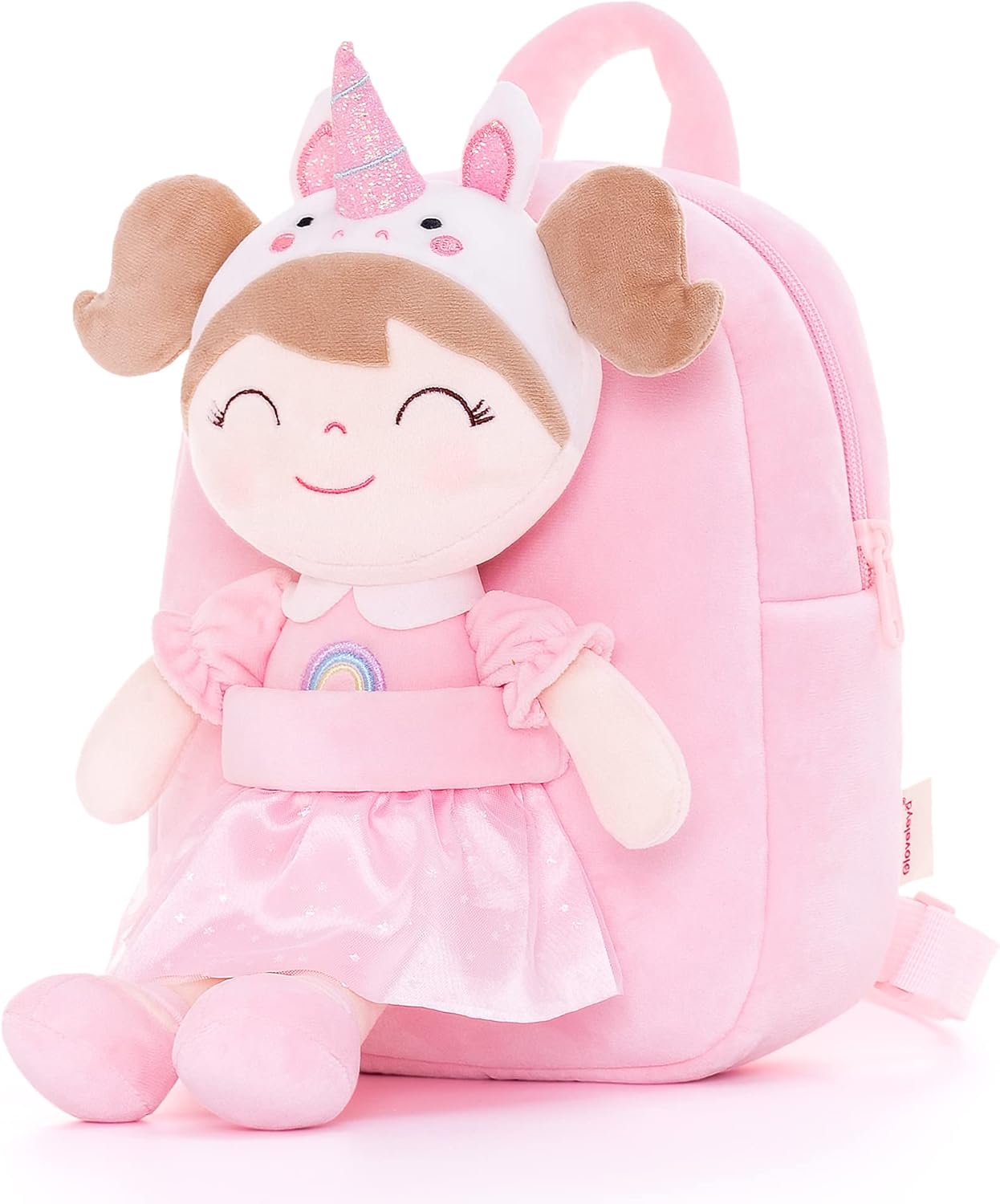 Gloveleya Toddler Backpack Kids Backpack soft unicorn Girl Doll Backpacks pink 9...