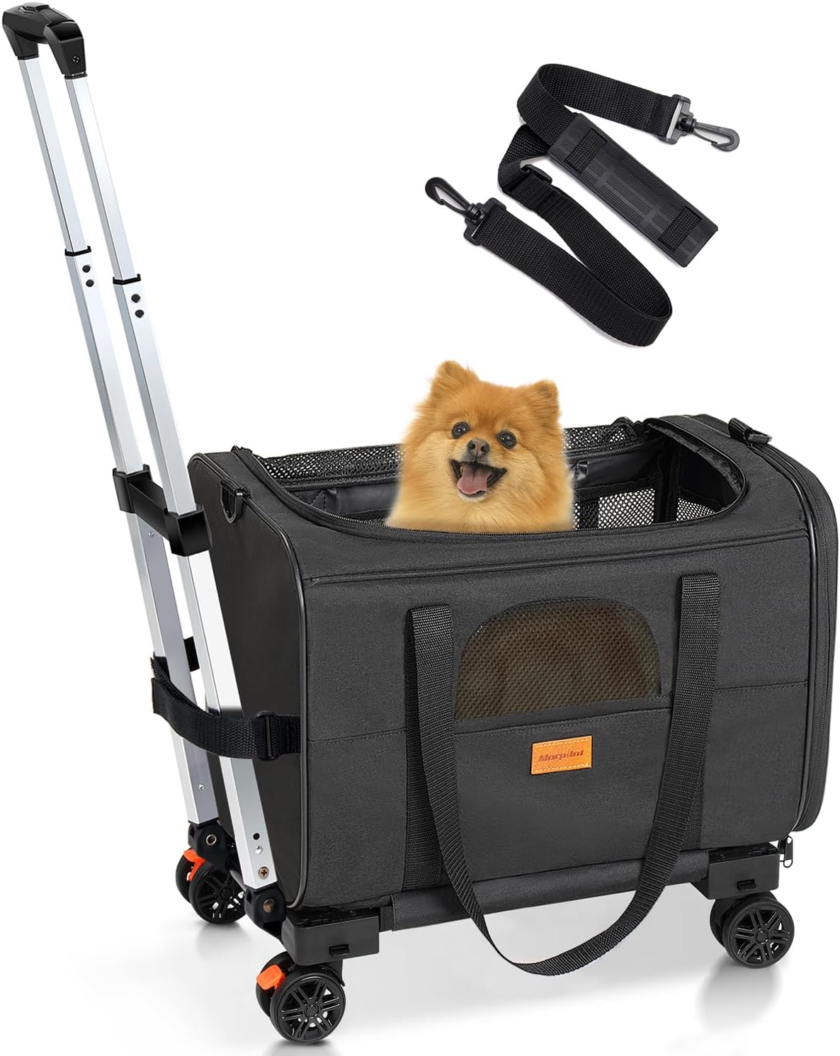 Morpilot Cat Carrier with Wheels Airline Approved, Pet Dog Carrier with Wheels f...