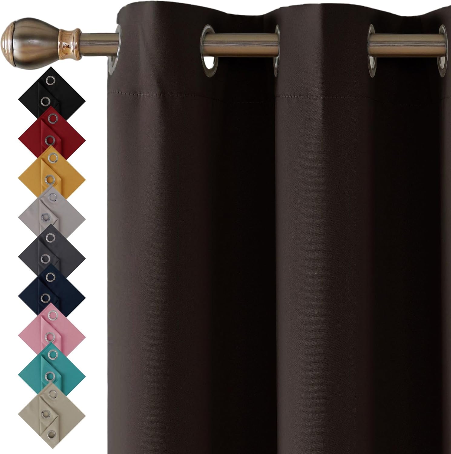 Thermal Insulated Blackout Ring Top Eyelet Curtains for Bedroom windows 2 Panels...