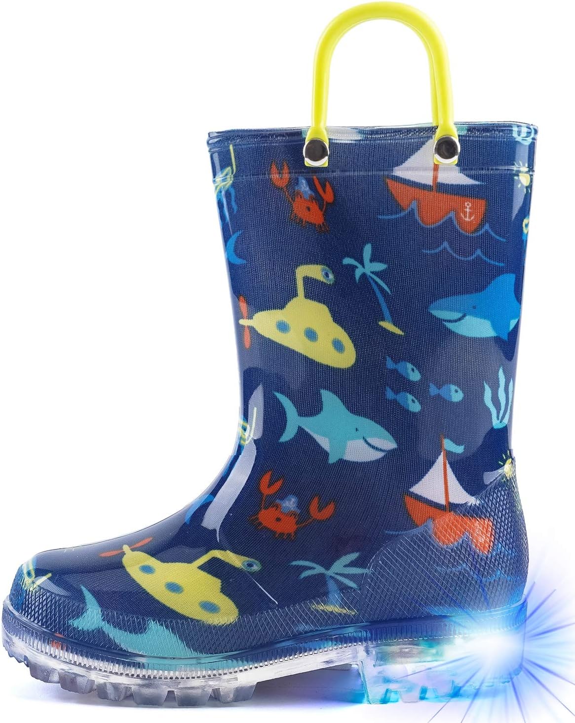 HugRain Light Up Rain Boots for Little Kids 13 Little Kid Ocean Blue