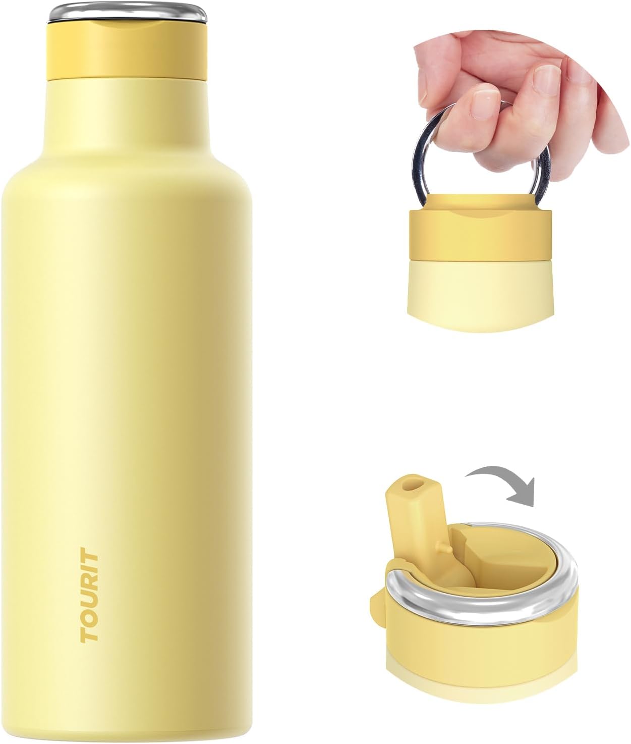TOURIT Insulated Water Bottle 20 Oz Stainless Steel Water Bottles with Straw and...