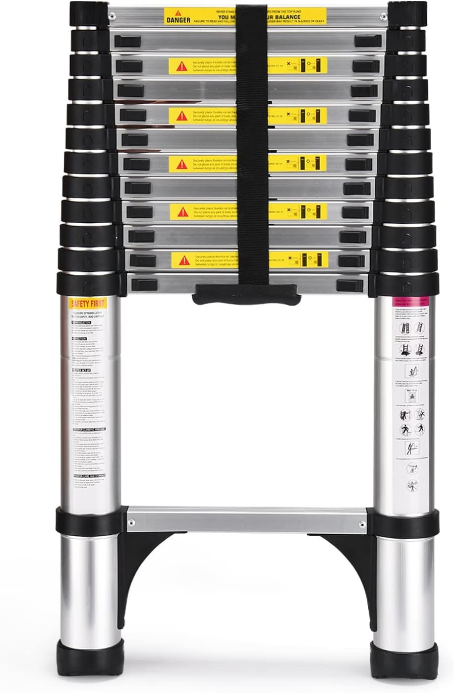 Telescoping Ladder, SocTone 12.5 FT Aluminum Lightweight Extension Ladder with 2...