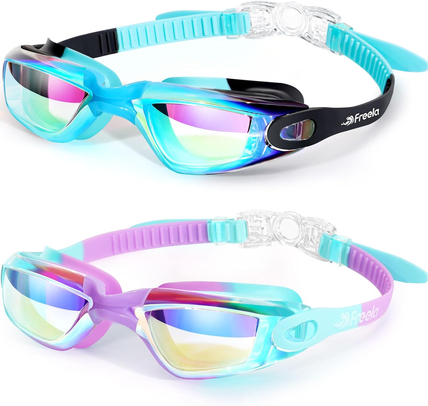 Freela Kids Swim Goggles, 2 Packs Swimming Goggles for Kids 3-14, Boys Girls Swi...