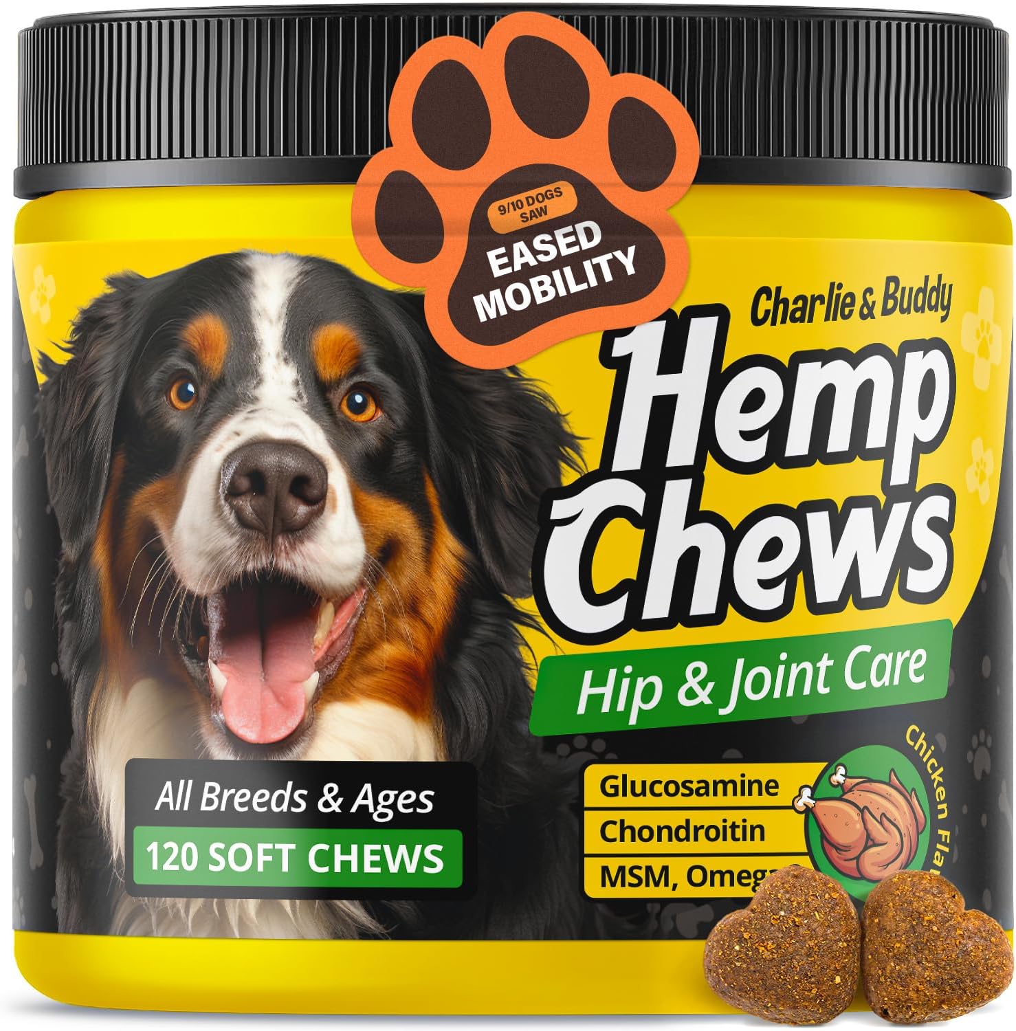 Hemp Hiр and Jоint Supplement for Dogs - 120 Hemp Treats with Glucosamine, Chond...