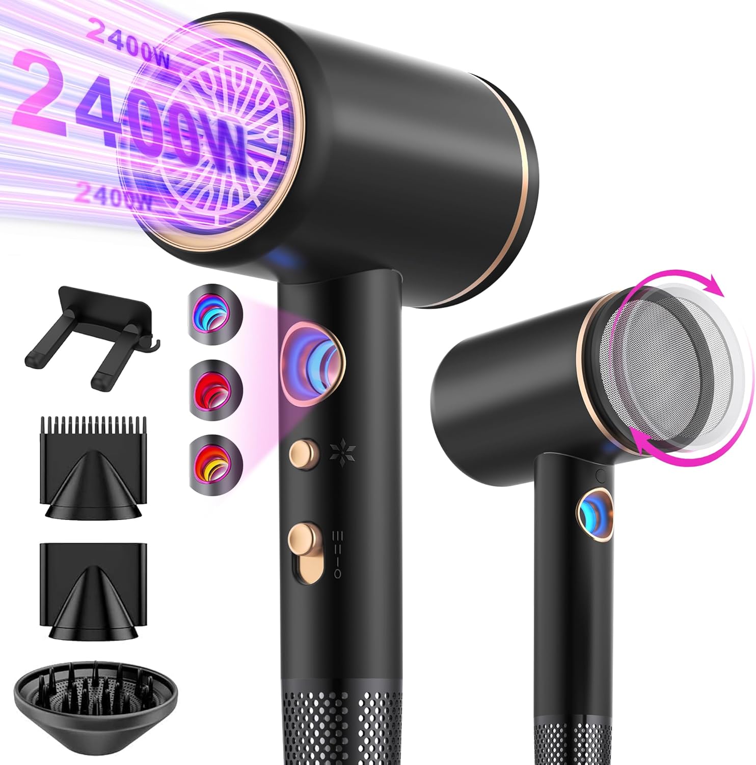 Tisoutec Hair Dryer,Travel Hairdryer with Diffuser,Professional Ionic Hair Dryer...