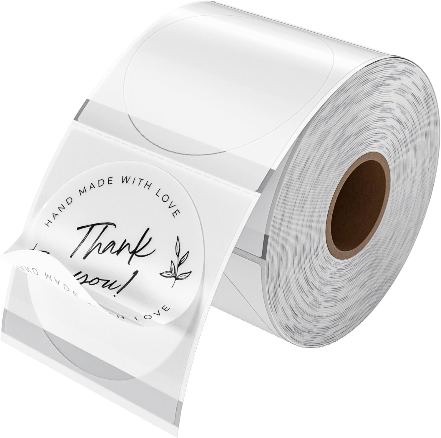 MUNBYN 50x50mm Transparent Round Thermal Sticker Labels, Self Adhesive Round Dir...