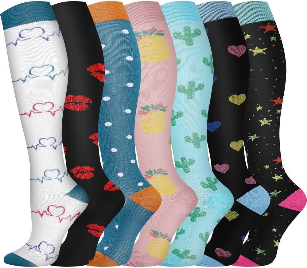 Pnosnesy Compression Socks, (2/7 Pairs) for Men & Women 15-20 mmHg is Best for A...